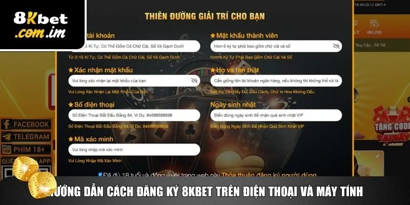 Thao tác để đăng ký 8Kbet nhanh, gọn, lẹ
