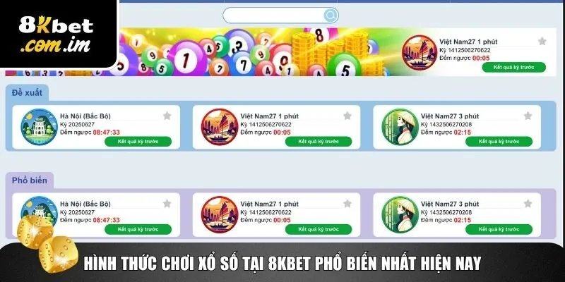 Hình thức trải nghiệm game xổ số 8Kbet