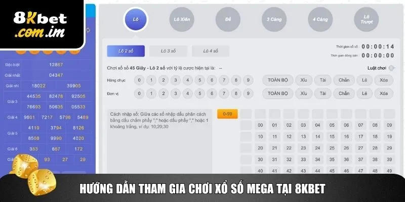 Trải nghiệm game xổ số Mega 8Kbet