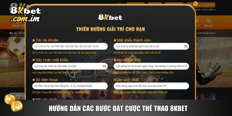 Hướng dẫn các bước đặt cược thể thao 8kbet